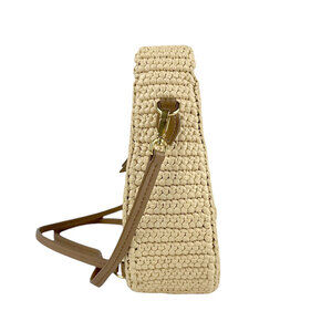 Miu Miu gold leather bag brown Tan handbag raffia shoulder Beige